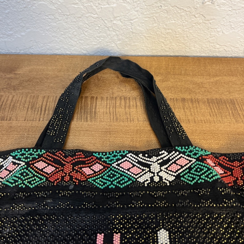 Vintage Nazareth Souvenir Rainbow Beaded Large Tote Bag Jerusalem - Picture 3 of 16
